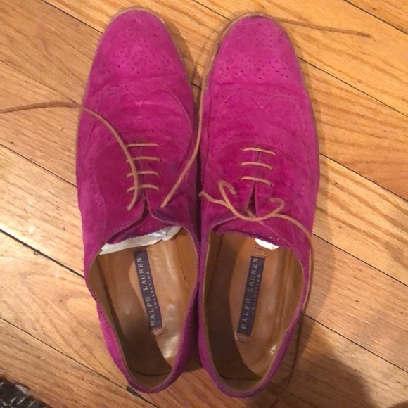 Ralph Lauren Purple Label Pink Suede Oxford Shoes - Picture 2 of 5